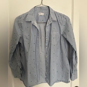 Gap Striped Button Down with Green Stars